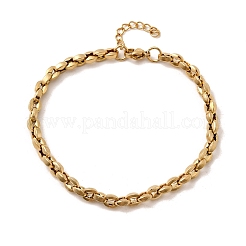 女性用304ステンレススチールコーヒービーンチェーンブレスレット  PVD真空メッキ  22KGP本金メッキ  7-7/8インチ（20cm）&nbsp;BJEW-B140-01B-G
