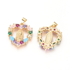 Brass Micro Pave Cubic Zirconia Pendants&nbsp;KK-I657-43G