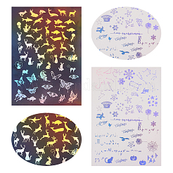プラスチック絵レーザーステッカー  カラフル  15x10.5x0.01cm  2個/模様  4個/セット&nbsp;AJEW-OC0001-05