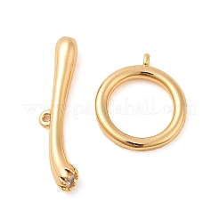 Brass Pave Clear Cubic Zirconia Toggle Clasps&nbsp;KK-M270-01G
