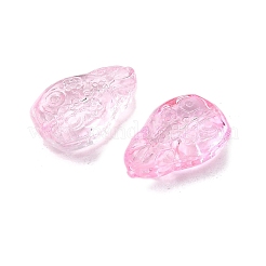 ガラスビーズ  花のついた涙型  パールピンク  16x10.5x5.5mm  穴：1mm&nbsp;GLAA-D303-07A