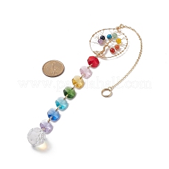 Chakra Octagon Glass Beaded Pendant Decorations&nbsp;HJEW-JM00834