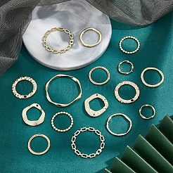 DIYジュエリー作りの発見キット  40 個の 10 スタイル合金リンク コネクターとペンダントを含む  リング  ゴールドカラー  16~38x16~37x1.5~3mm  4個/スタイル&nbsp;FIND-HY0001-16