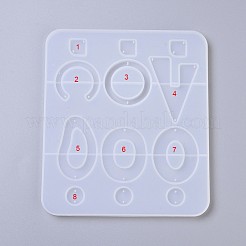 イヤリングペンダントシリコンモールド  レジン型  UVレジン用  エポキシ樹脂ジュエリー作り  混合図形  ホワイト  173x151x7mm  穴：1.3mm&nbsp;X-DIY-L023-33