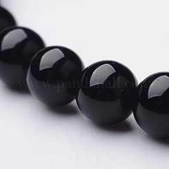 Natural Dyed & Heated Black Agate Round Beaded Stretch Bracelets&nbsp;BJEW-F202-02