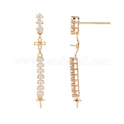 Brass Micro Pave Clear Cubic Zirconia Stud Earring Findings&nbsp;KK-S364-145