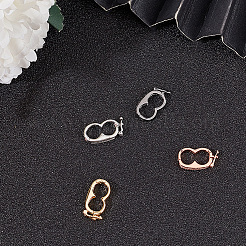 4Pcs 4 Styles Brass Micro Pave Clear Cubic Zirconia Twister Clasps&nbsp;ZIRC-DR0001-03