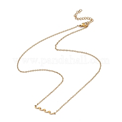 304 Stainless Steel Wave Pendant Necklace with Cable Chains for Women&nbsp;NJEW-I119-01G