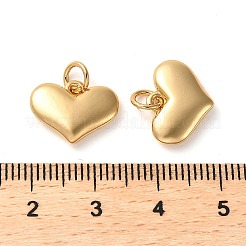 ラックメッキ真鍮チャーム  丸カン付き  ハート  18KGP本金メッキ  11x14.5x3mm  穴：3.5mm&nbsp;KK-Q807-01G