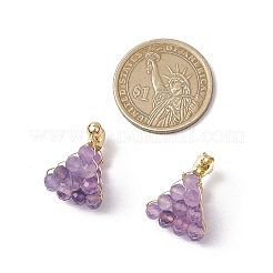 丸型真鍮天然アメジストフープピアス  ゴールドカラー  紫色のメディア  22.5x15x14.5mm&nbsp;EJEW-TA00620-02