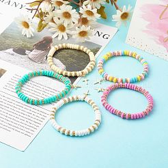 Handmade Polymer Clay Beads Stretch Bracelets&nbsp;BJEW-JB06488