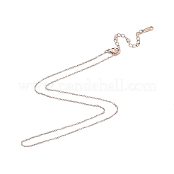 304ステンレススチールアズキチェーンネックレス男性用女性用  ローズゴールド  ワイド：1.2mm  15.75インチ（40cm）&nbsp;NJEW-N050-A03-R12