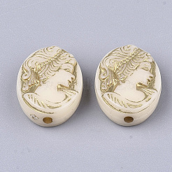 メッキアクリルビーズ  ライン入り  女性との楕円形  レモンシフォン  17.5~18x13x6mm  穴：1.8mm&nbsp;X-PACR-T008-05C
