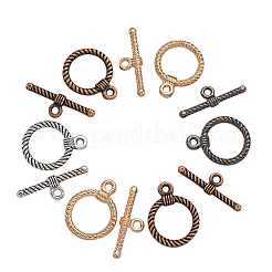 チベット風合金マンテル  ミックスカラー  リング：22x17.5x2mm  穴：2mm  バー：25.5x8x3mm  穴：2mm  5セット/カラー  20のセット/袋&nbsp;PALLOY-TA0020-01