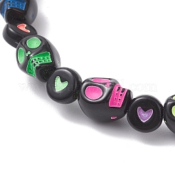 Halloween Acrylic Skull & Heart Pattern Beaded Stretch Bracelets for Women&nbsp;BJEW-JB12580