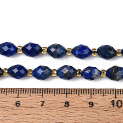 天然石ラピスラズリビーズ連売り  多面カット  オーバル  シードビーズで  8~9x6~8mm  穴：1~1.2mm  約17~19個/連  7.09~7.87インチ（18~20cm）&nbsp;G-N342-53-8x6-10