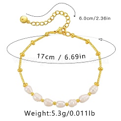 Elegant Natural Freshwater Pearl & Brass Beaded Bracelets for Women&nbsp;RP0175