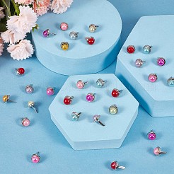 鉄製ファスナー ブラッド 2袋  プラスチック模造パールと  スクラップブッキング用  フォトアルバム  結婚式の装飾品  子供の子犬の人形の装飾  半円  ミックスカラー  1.4x0.95cm  50個/袋&nbsp;SCRA-GF0001-06