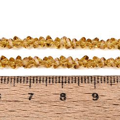 透明ガラスビーズ連売り  三角形  多面カット  ゴールデンロッド  2~2.5x3.5~4x3.5~4mm  穴：0.8mm  約126~132個/連  13.78~14.96''（35~38センチメートル）&nbsp;GLAA-N018-3mm-24