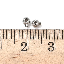 304ステンレススチールクリンプビーズ  ラウンド  ステンレス鋼色  4x3x2.5mm  穴：1mm&nbsp;X-STAS-G361-02P