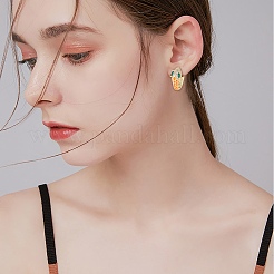 Cubic Zirconia Snake Hoop Earrings with Enamel&nbsp;EJEW-SZ0001-87D