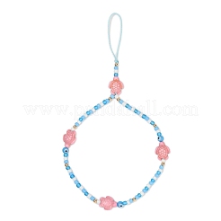 Tortoise Synthetic Turquoise with Glass Mobile Straps&nbsp;HJEW-JM03137