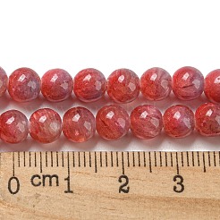 染め加工天然石ホワイトジェイドビーズ連売り  ラウンド  レッド  6~6.5mm  穴：1mm  約66個/連  15.75インチ（40cm）&nbsp;G-F764-01D