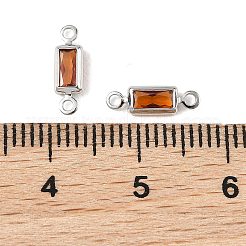 SHEGRACE Brass Pave Cubic Zirconia Rectangle Connector Charms&nbsp;XGRQ2O019-445C-P