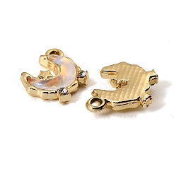 UVメッキ合金ガラスペンダント  ムーンチャーム  ラインストーン付き  多面カット  ミックスカラー  ゴールドカラー  16x13x4mm  穴：1.8mm&nbsp;FIND-K032-40G