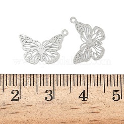 中空 304 ステンレス ペンダント  バタフライチャーム  ステンレス鋼色  11x15x0.3mm  穴：1mm&nbsp;STAS-C153-01P