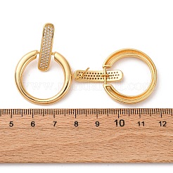 Brass Micro Pave Clear Cubic Zirconia Ring Dangle Stud Earrings&nbsp;EJEW-F374-01G