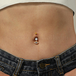 Eye-shaped 201 Stainless Steel Clear Cubic Zirconia Navel Rings for Women's Party Wear&nbsp;XS3043
