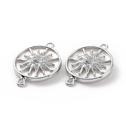 Rack Plating Brass Micro Pave Clear Cubic Zirconia Connector Charms&nbsp;KK-C008-07P