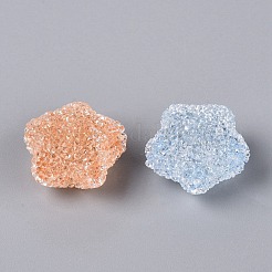 不透明なアクリルビーズ  スター  ラインストーン付き  ミックスカラー  19.5~20.5x21.5x14mm  穴：2mm&nbsp;OACR-Q201-04