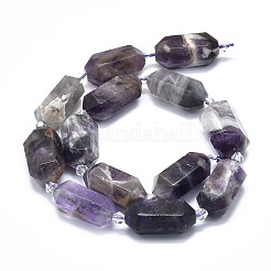 天然石アメジストビーズ連売り  多面カット  二重終端尖頭/弾丸  25~27x13~15x12~13mm  穴：1.2mm  約12~13個/連  15.35インチ（39cm）&nbsp;G-F715-054