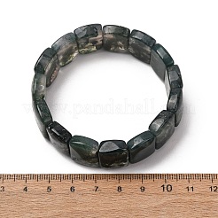 天然モスアゲートビーズストレッチブレスレット（女性・男性用）  長方形  内径：2.09インチ（5.3cm）&nbsp;BJEW-A168-02