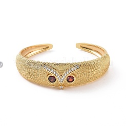 Cubic Zirconia Owl Open Cuff Bangle&nbsp;BJEW-F445-05G