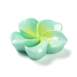 オペーク樹脂カボション  プルメリアの花  アクアマリン  20x20.5x6.5mm&nbsp;LS-RESI-G068-02B