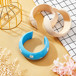 4Pcs Wood Wide Band Cuff Bangles Set&nbsp;BJEW-PH0004-12