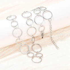 304ステンレススチール製8mmと12mmのリングリンクチェーンネックレス  変色しない  ステンレス鋼色  17.68インチ（44.9cm）&nbsp;NJEW-P343-02B-P