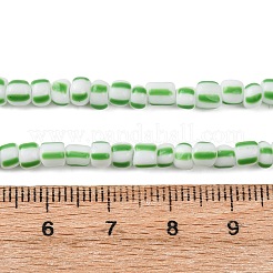 手作りランプワークビーズ連売り  2トーン  コラム  春の緑  3~4.5x2~4mm  穴：0.8mm  約99~103個/連  15.35インチ（39cm）&nbsp;BLOW-K001-01A-18