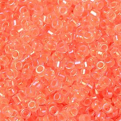 ガラスシードビーズ  不透明な色の虹  シリンダー  トマト  2.5x2mm  穴：1.4mm&nbsp;SEED-S042-13A-06