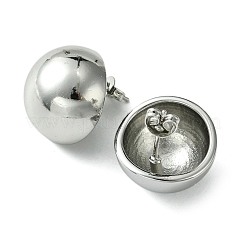 女性のための真鍮のスタッドピアス  半円  プラチナ  17mm&nbsp;EJEW-C072-06P