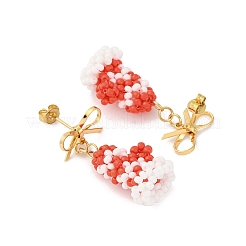 Christmas Glove Brass Dangle Stud Earrings&nbsp;EJEW-MZ00497