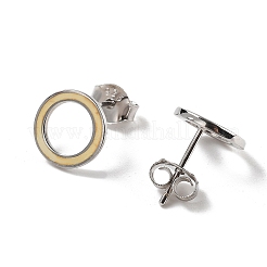 Anti-Tarnish Ring Rhodium Plated 925 Sterling Silver Stud Earrings&nbsp;PB1316-3