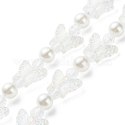 Acrylic Butterfly Pearl Beaded Mobile Straps&nbsp;HJEW-JM00813