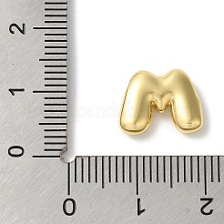 真鍮チャーム  長持ちメッキ  18KGP本金メッキ  文字m  10x12.5x3.5mm  穴：1.4mm&nbsp;KK-S391-02G-M