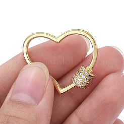 Brass Micro Pave Clear Cubic Zirconia Screw Carabiner Lock Charms&nbsp;ZIRC-E164-05G