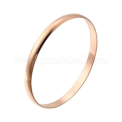 女性用304ステンレススチールプレーンバングル  ローズゴールド  1/4インチ（0.6cm）  内径：2-1/2インチ（6.5cm）&nbsp;BJEW-V004-02B-RG
