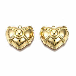 ラックメッキ合金ペンダント  カドミウムフリー＆鉛フリー  ハート  ライトゴールド  21x24x9.5mm  穴：1.8mm&nbsp;PALLOY-N175-16